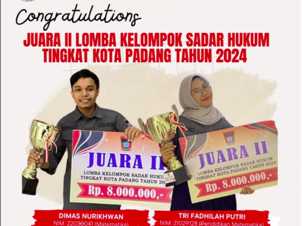 Juara II dalam Lomba Kelompok Sadar Hukum Tingkat Kota Padang 2024