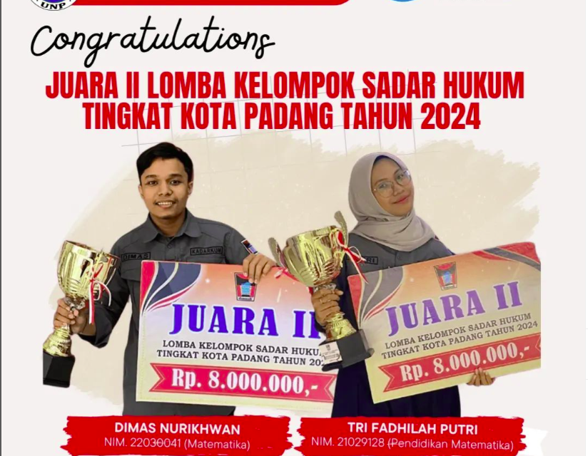 Juara II dalam Lomba Kelompok Sadar Hukum Tingkat Kota Padang 2024