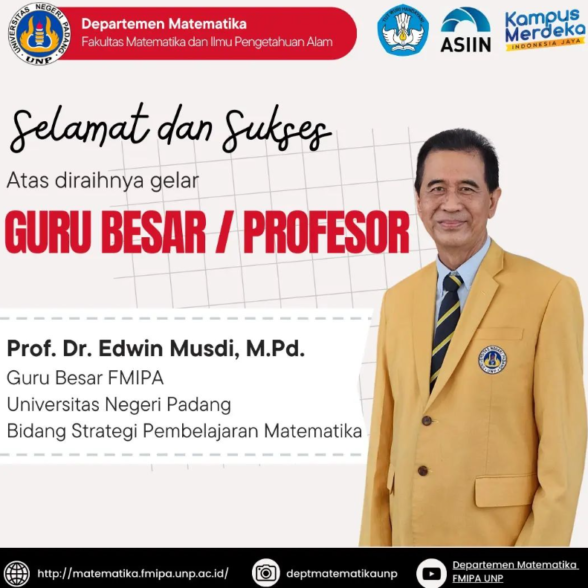 Tambahan Guru Besar di Departemen Matematika UNP