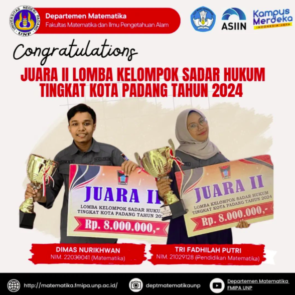 Juara II dalam Lomba Kelompok Sadar Hukum Tingkat Kota Padang 2024
